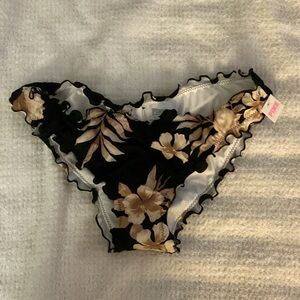 PINK Victoria's Secret Black Floral Bikini Bottom - NWT